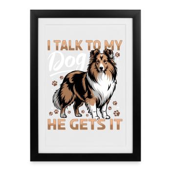 Chien Shetland Sheltie Race - Affiche encadrée (27 × 37 cm) - noir - Devant