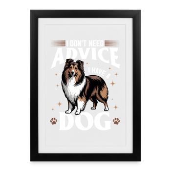 Chien Shetland Sheltie Race - Affiche encadrée (27 × 37 cm) - noir - Devant