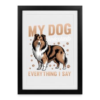 Chien Shetland Sheltie Race - Affiche encadrée (27 × 37 cm) - noir - Devant