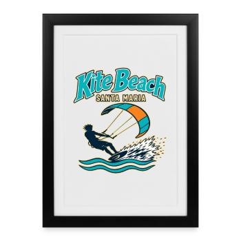 Kitesurf : plage de cerfs-volants de Santa Maria, Sal Cap-Vert - Affiche encadrée (27 × 37 cm) - noir - Devant