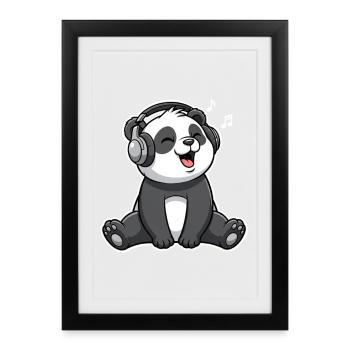 Musique Panda - Affiche encadrée (27 × 37 cm) - noir - Devant