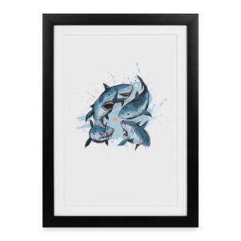 Requins - Affiche encadrée (27 × 37 cm) - noir - Devant