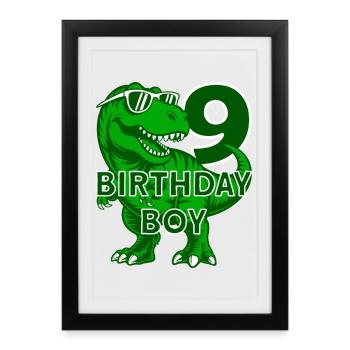 DINO 9 YEARS DINOSAUR 9TH BIRTHDAY - Framed poster (27 × 37 cm) - black - Front
