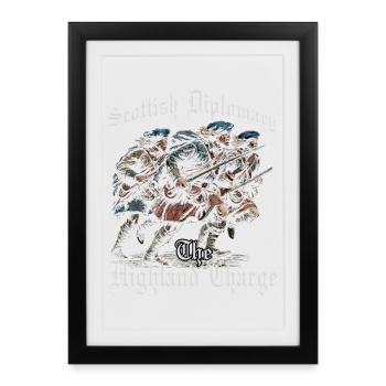 Guerrier du clan des Highlanders | Histoire de l’Écosse - Affiche encadrée (27 × 37 cm) - noir - Devant