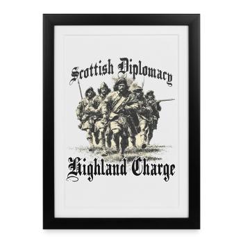 Schottische Highlander Geschichte Motiv | Clan  - Gerahmtes Poster (27 × 37 cm) - Schwarz - Vorne