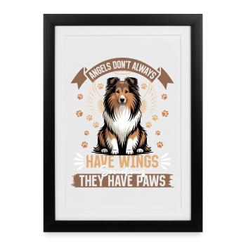 Chien Shetland Sheltie Race - Affiche encadrée (27 × 37 cm) - noir - Devant