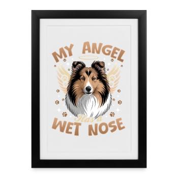 Chien Shetland Sheltie Race - Affiche encadrée (27 × 37 cm) - noir - Devant