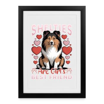 Chien Shetland Sheltie Race - Affiche encadrée (27 × 37 cm) - noir - Devant