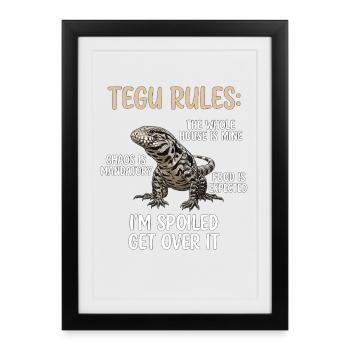 Tegu règne le reptile choyé - Affiche encadrée (27 × 37 cm) - noir - Devant