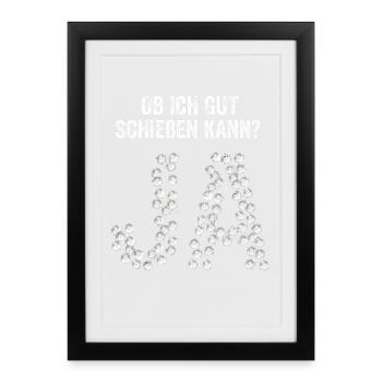 Ja aus Lochbuchstaben - Gerahmtes Poster (27 × 37 cm) - Schwarz - Vorne