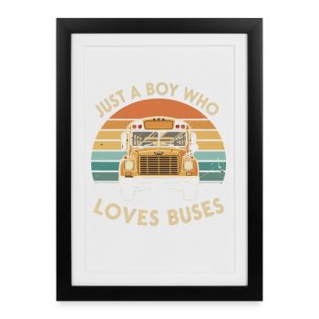 Un seul garçon aime les bus - Affiche encadrée (27 × 37 cm) - noir - Devant