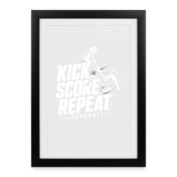 Fußball Kick Score Repeat Motiv - Gerahmtes Poster (27 × 37 cm) - Schwarz - Vorne