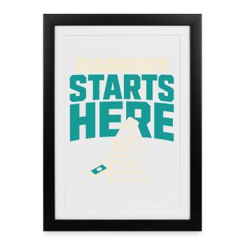 Semaine du laboratoire de pathologie, Diagnostic, - Affiche encadrée (27 × 37 cm) - noir - Devant