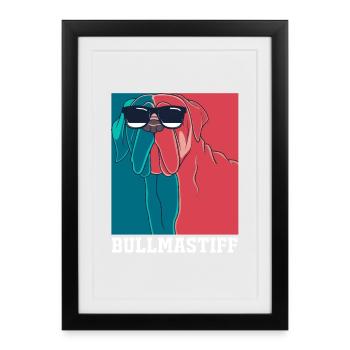 Bullmastiff Chien - Affiche encadrée (27 × 37 cm) - noir - Devant