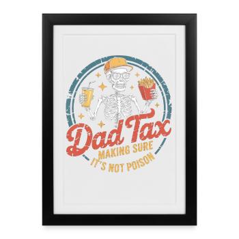 Taxe Papa : Squelette avec frites et boisson - Affiche encadrée (27 × 37 cm) - noir - Devant