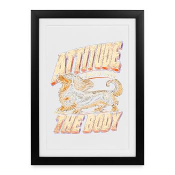 Teckel à poils durs : attitude de teckel plus long que le corps - Affiche encadrée (27 × 37 cm) - noir - Devant
