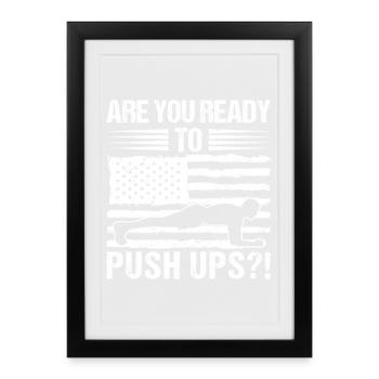 Gym Junkies Ready To Push Ups Calisthenics Fitness - Framed poster (27 × 37 cm) - black - Front