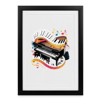 Tombez amoureux du son des buntes de piano - Affiche encadrée (27 × 37 cm) - noir - Devant