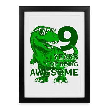 DINO 9 YEARS DINOSAUR 9TH BIRTHDAY - Framed poster (27 × 37 cm) - black - Front