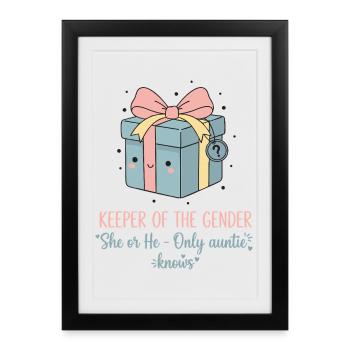 Révélation du sexe : Gardien du genre Elle ou il - Affiche encadrée (27 × 37 cm) - noir - Devant