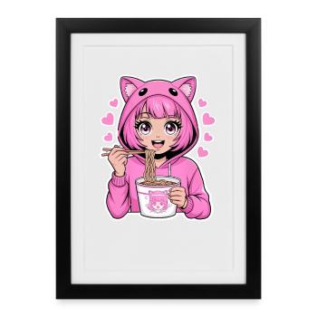 Anime Ramen - Framed poster (27 × 37 cm) - black - Front