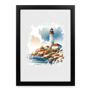 lighthouse - Framed poster (27 × 37 cm) - black - Front