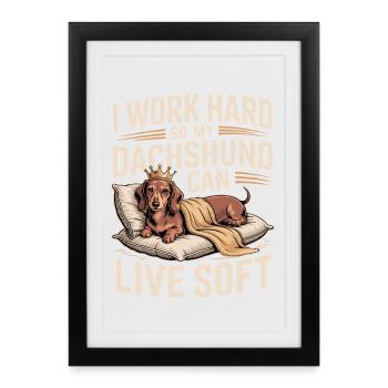 Dachshund King: Luxurious dog happiness - Framed poster (27 × 37 cm) - black - Front