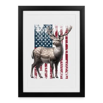 Sika Deer US Sikahirsch - Affiche encadrée (27 × 37 cm) - noir - Devant