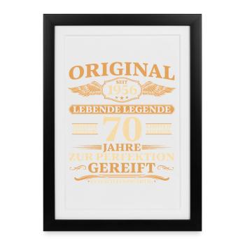 Original 1956 Siebzigster Geburtstag Geschenk - Gerahmtes Poster (27 × 37 cm) - Schwarz - Vorne
