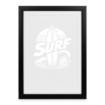 Surf Surf Art Surf Surf Retro Surf Surf - Affiche encadrée (27 × 37 cm) - noir - Devant