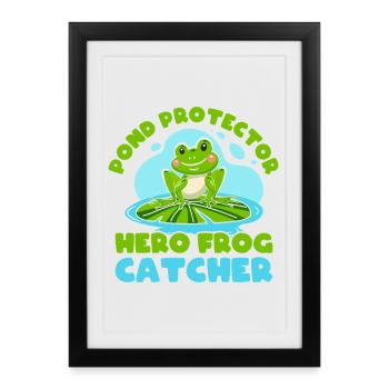 Grenouille protectrice d’étang Catcher - Affiche encadrée (27 × 37 cm) - noir - Devant