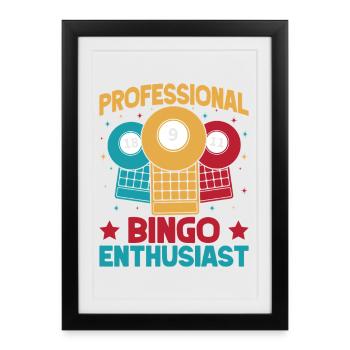 Bingo Bingo Passionné de Bingo - Affiche encadrée (27 × 37 cm) - noir - Devant
