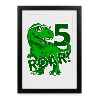 DINO 5 YEARS DINOSAUR 5TH BIRTHDAY - Framed poster (27 × 37 cm) - black - Front
