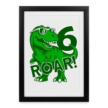 DINO 6 YEARS DINOSAUR 6TH BIRTHDAY - Framed poster (27 × 37 cm) - black - Front
