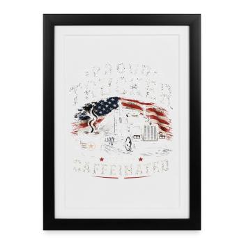 Camions, transport, café, chauffeur - Affiche encadrée (27 × 37 cm) - noir - Devant