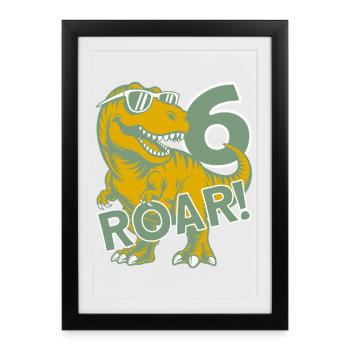 DINO 6 YEARS DINOSAUR 6TH BIRTHDAY - Framed poster (27 × 37 cm) - black - Front