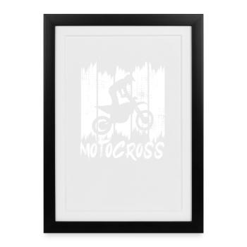 Motocross rétro - Affiche encadrée (27 × 37 cm) - noir - Devant