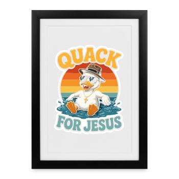 Quack for Jesus Duck at Sunset - Framed poster (27 × 37 cm) - black - Front