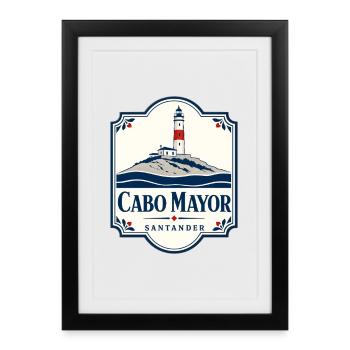 Phare de Cabo Mayor Santander, nord de l’Espagne Tra - Affiche encadrée (27 × 37 cm) - noir - Devant