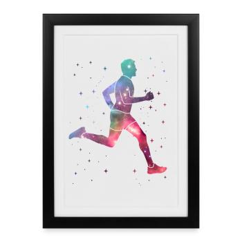 Running Jogging Space Men's Kids Boys Runner - Framed poster (27 × 37 cm) - black - Front