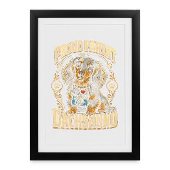 Teckel aux cheveux durs fier parent d’un teckel - Affiche encadrée (27 × 37 cm) - noir - Devant