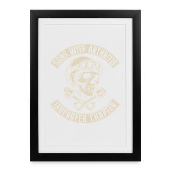 Fils atteints d’arthrite Crâne Ibuprofène Motard - Affiche encadrée (27 × 37 cm) - noir - Devant