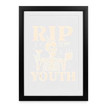 Drôle de RIP à mon squelette d’anniversaire de jeunesse - Affiche encadrée (27 × 37 cm) - noir - Devant
