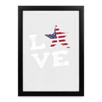love usa freedom NY stars and stripes stern Cool - Framed poster (27 × 37 cm) - black - Front