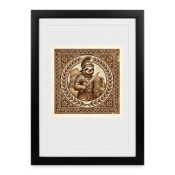 Roman Gladiator Sloth with Colosseum - Framed poster (27 × 37 cm) - black - Front