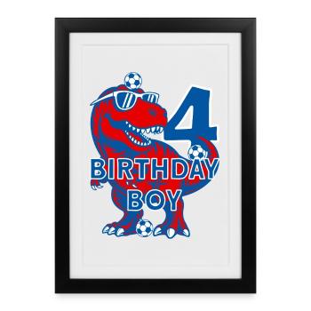 4 ANS D’ANNIVERSAIRE GARÇON FOOTBALL 4E ANNIVERSAIRE - Affiche encadrée (27 × 37 cm) - noir - Devant
