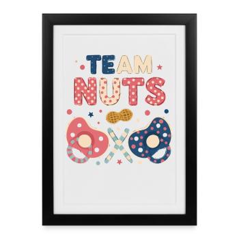 Révélation du sexe Team Nuts Baby Shower Bébé Genre - Affiche encadrée (27 × 37 cm) - noir - Devant