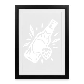 Beer Bottle Beer Hops - Framed poster (27 × 37 cm) - black - Front
