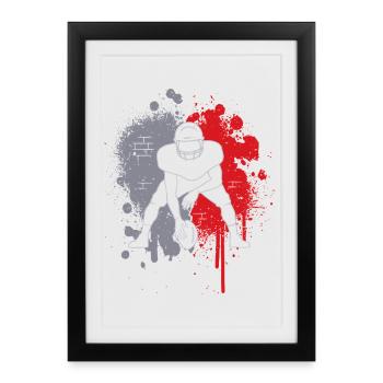 Football américain Splash of Color Football masculin - Affiche encadrée (27 × 37 cm) - noir - Devant