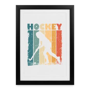 Hockey sur gazon Hockey en salle pour filles Vintage - Affiche encadrée (27 × 37 cm) - noir - Devant